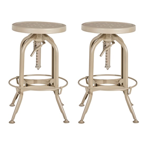 Photo of Dschubba champagne steel adjustable stools in a pair