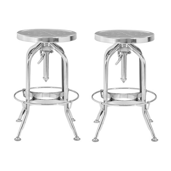 Product photograph of Dschubba Silver Steel Adjustable Stools In A Pair from Furniture in Fashion