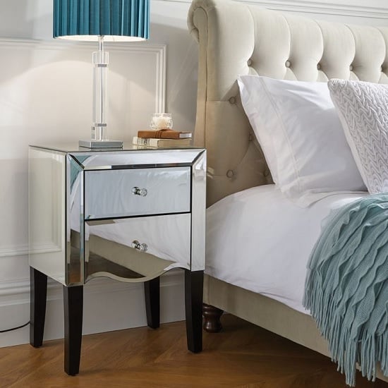 Gatsby Mirrored Bedside Table And Cabinet With 2 Drawers