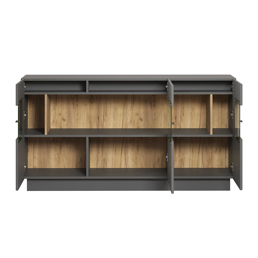 Gavina Wooden Sideboard in Anthracite and Evoke Oak with LED