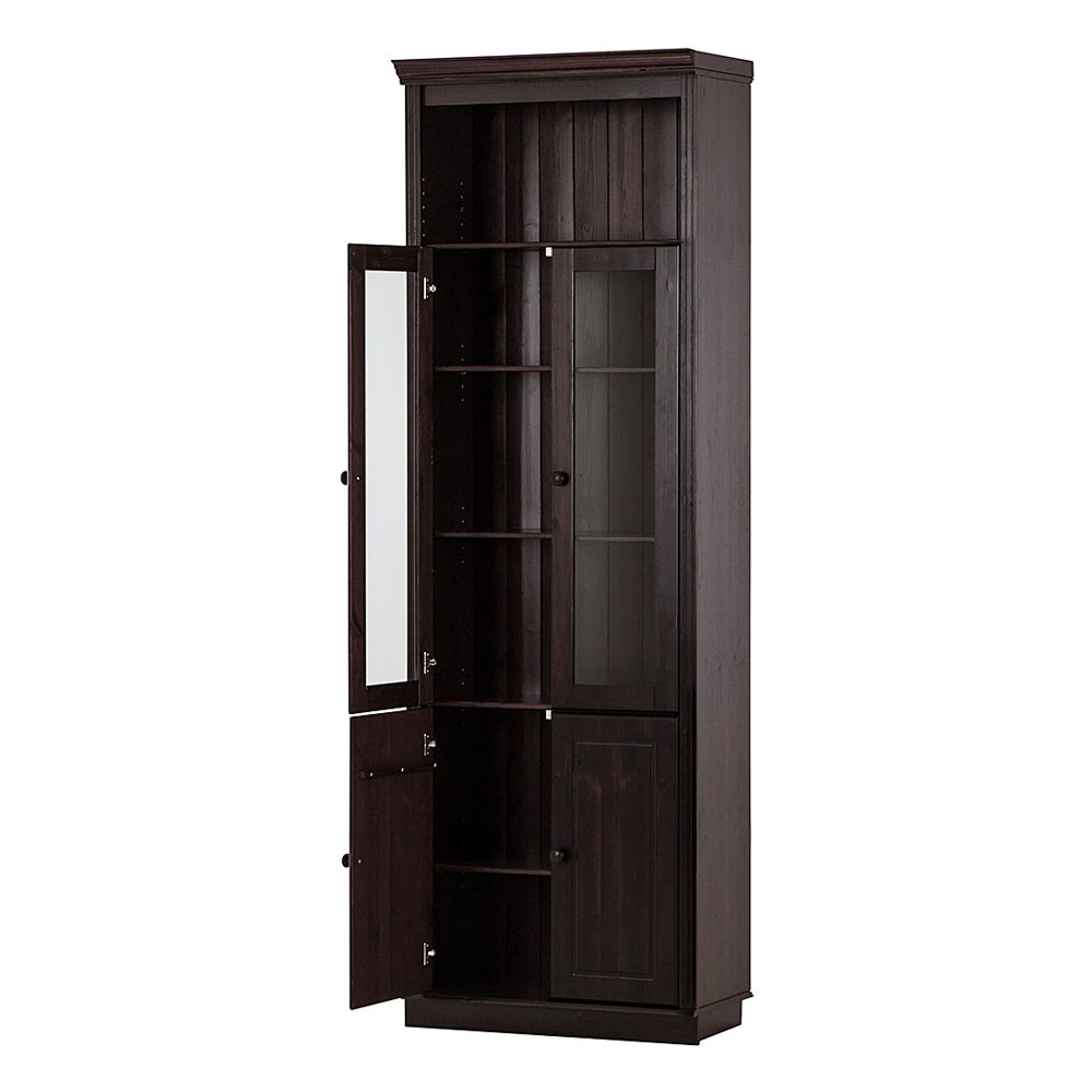 Gavrel Tall Wooden Display Unit with 4 Doors in Brown