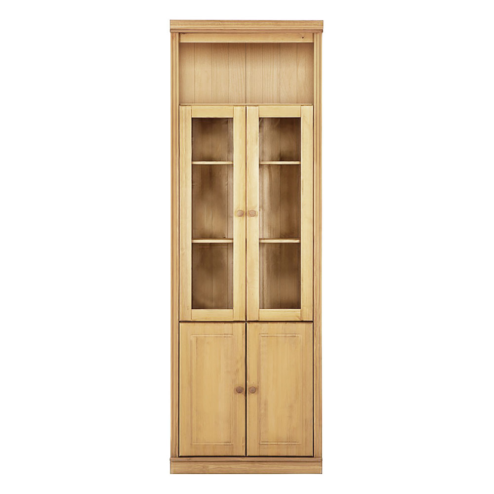 Gavrel Tall Wooden Display Unit with 4 Doors in Wax Brown