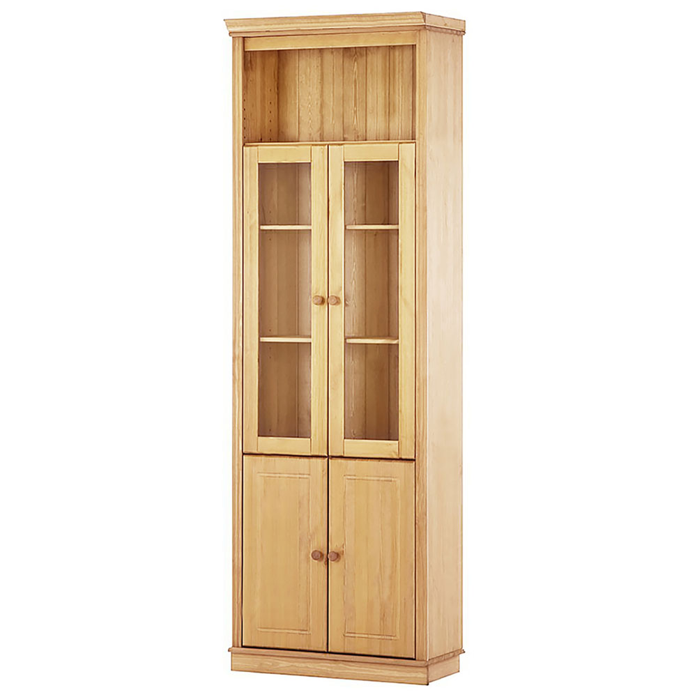 Gavrel Tall Wooden Display Unit with 4 Doors in Wax Brown