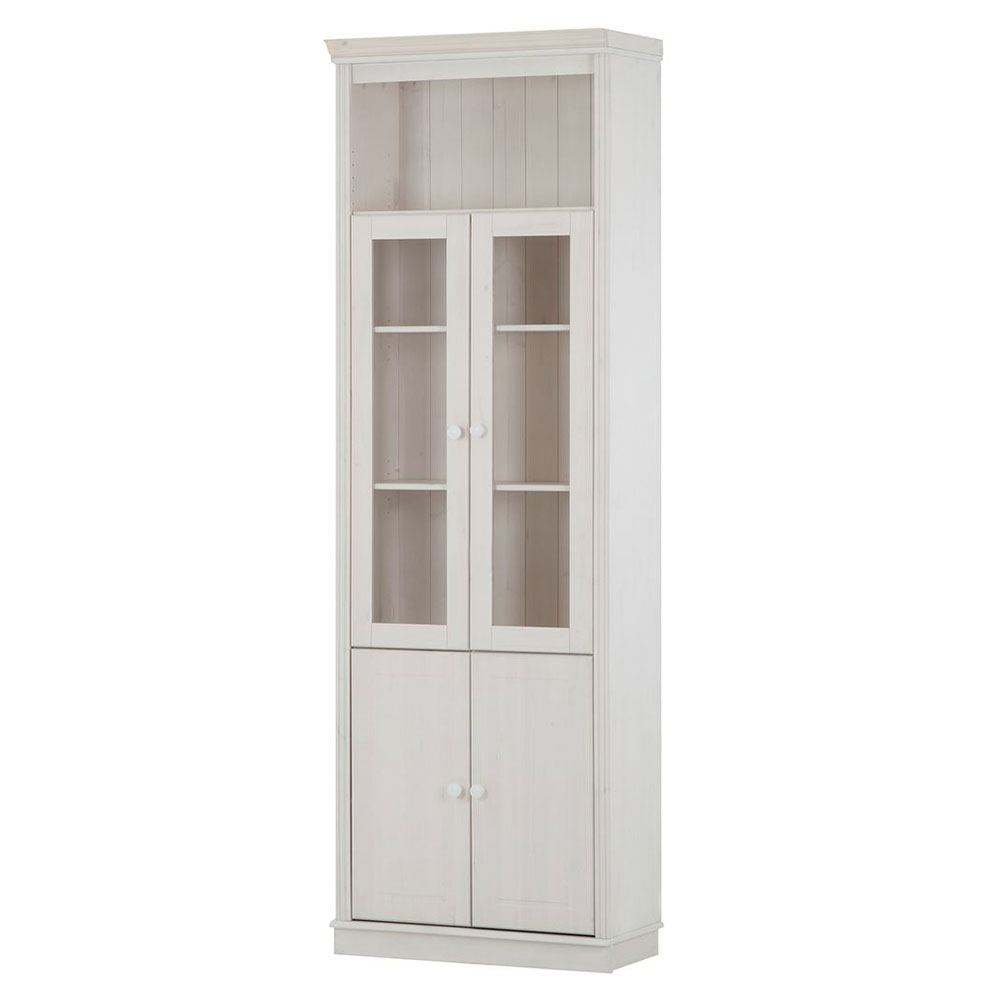Gavrel Tall Wooden Display Unit with 4 Doors in White