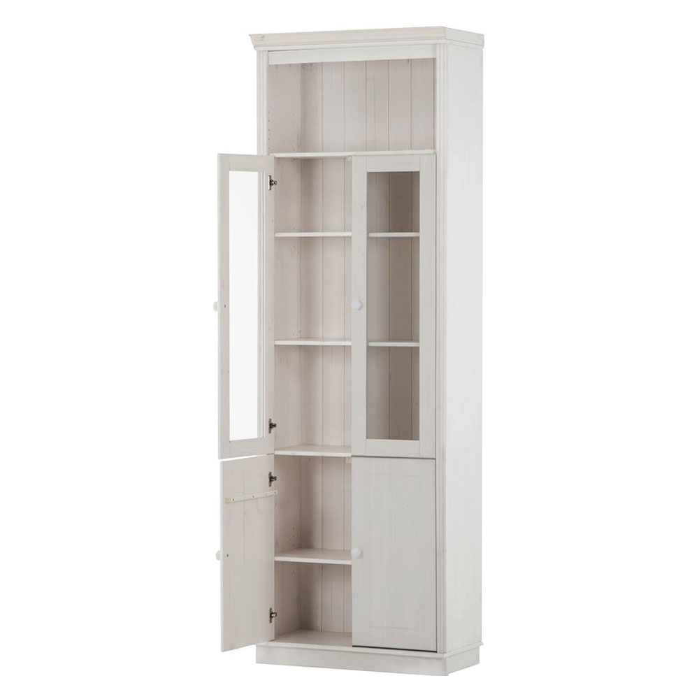 Gavrel Tall Wooden Display Unit with 4 Doors in White