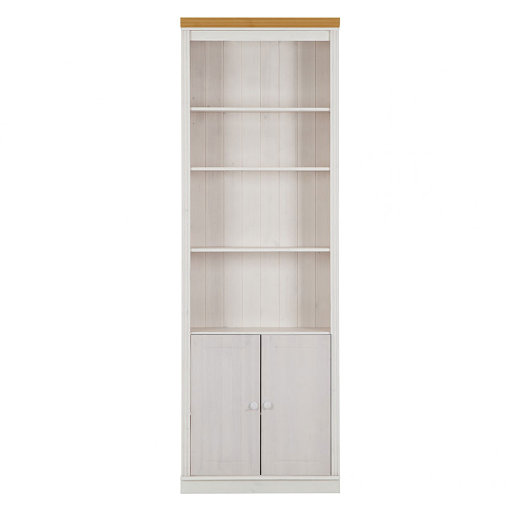 Gavrel Wooden Display Unit with 2 Doors in White and Honey