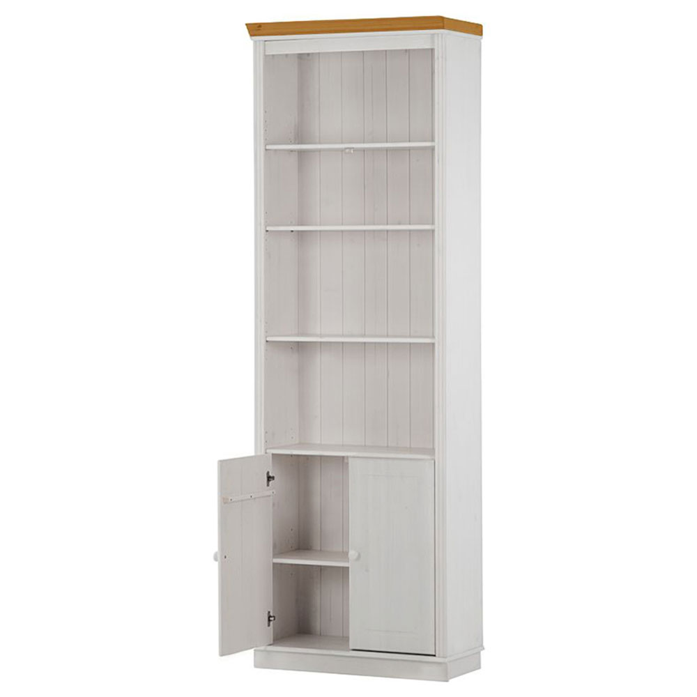Gavrel Wooden Display Unit with 2 Doors in White and Honey