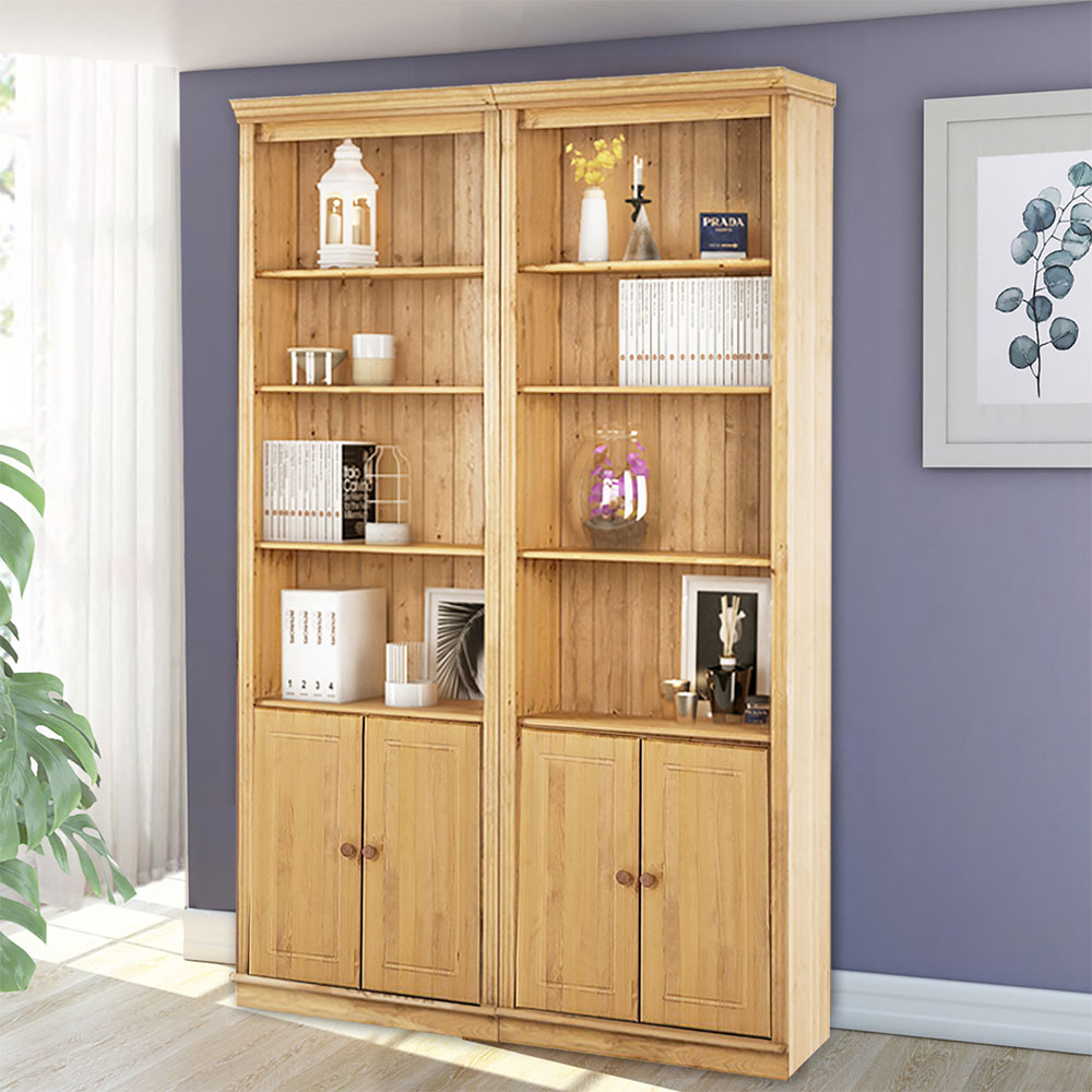 Gavrel Wooden Display Unit with 4 Doors in Wax Brown