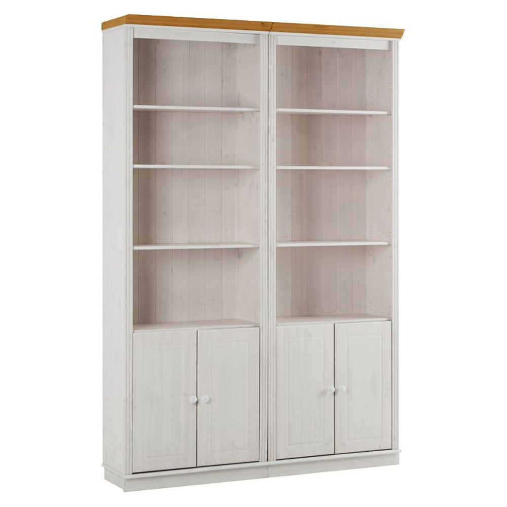 Gavrel Wooden Display Unit with 4 Doors in White and Honey