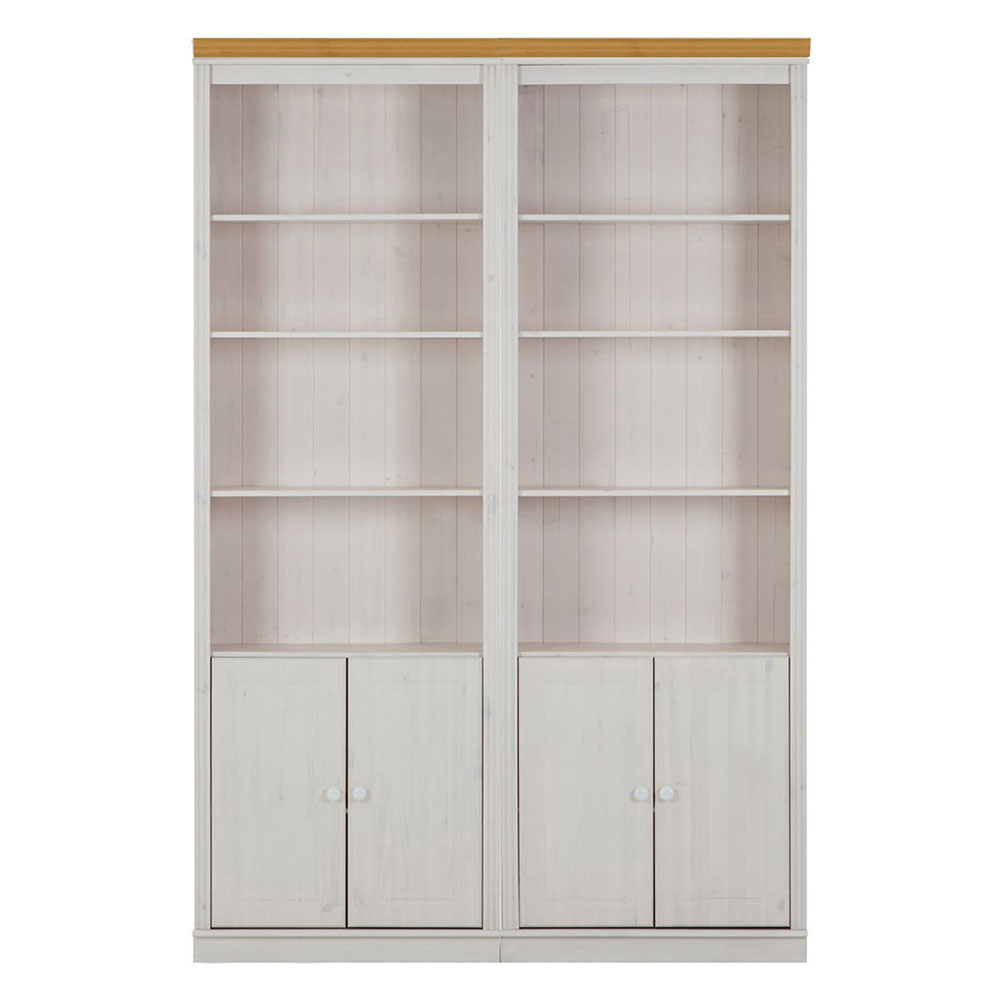 Gavrel Wooden Display Unit with 4 Doors in White and Honey