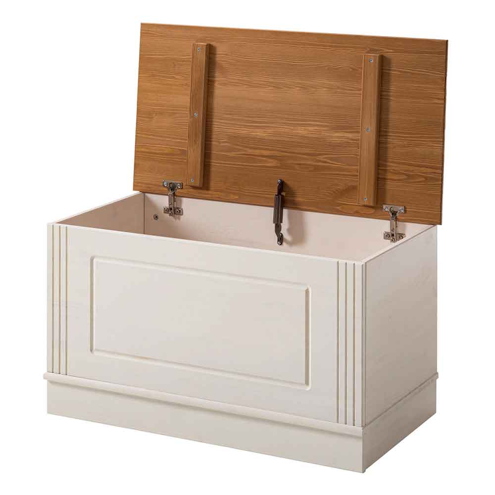 Gavrel Wooden Hallway Storage Bench in White and Honey