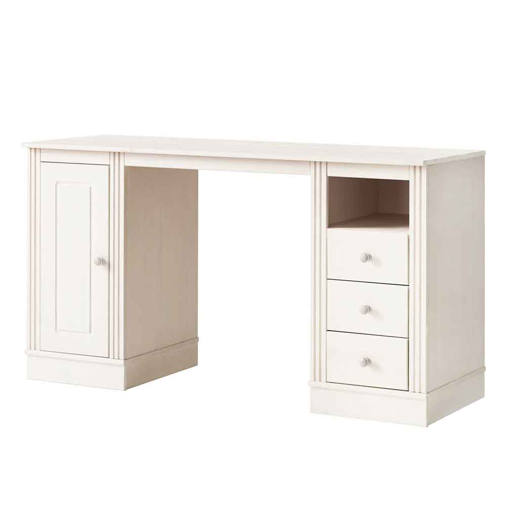 Gavrel Wooden Laptop Desk with 3 Drawers in White