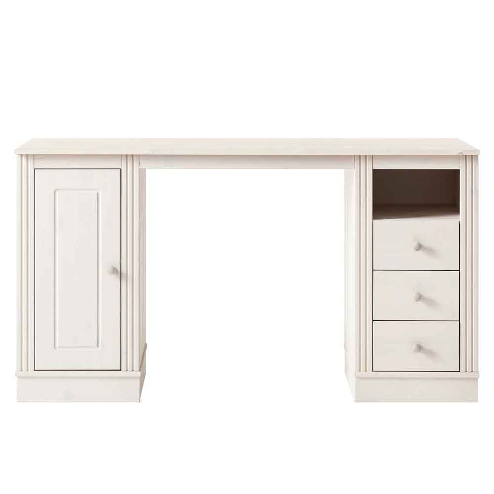 Gavrel Wooden Laptop Desk with 3 Drawers in White