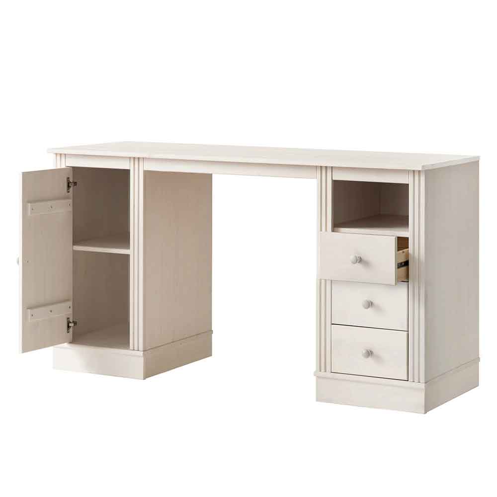 Gavrel Wooden Laptop Desk with 3 Drawers in White