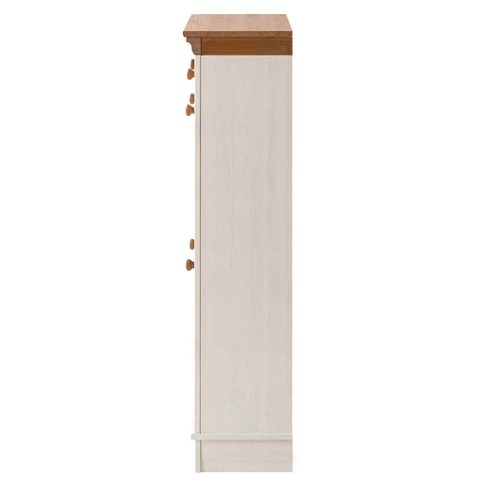 Gavrel Wooden Shoe Storage Cabinet with 2 Flap Doors in White and Honey