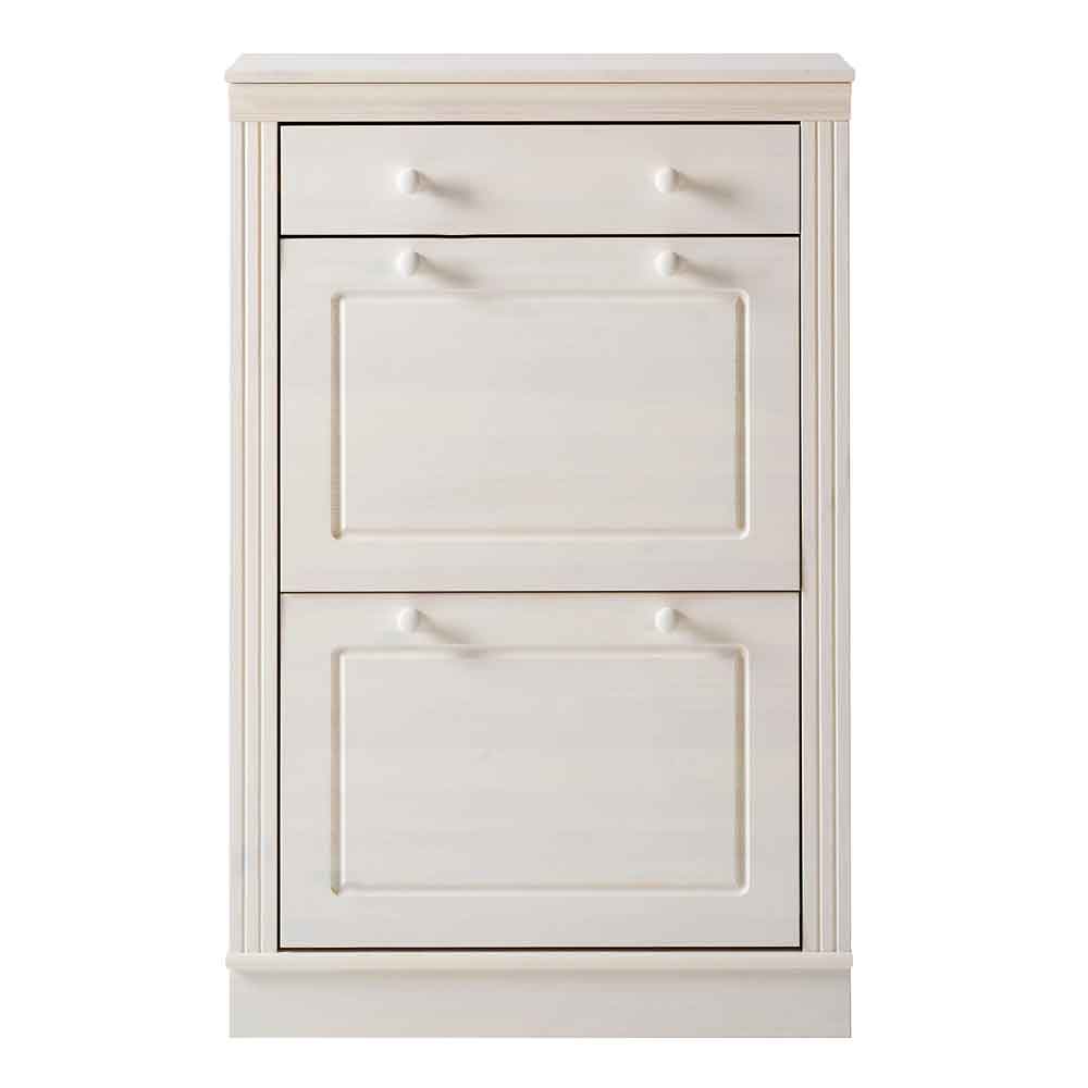 Gavrel Wooden Shoe Storage Cabinet with 2 Flap Doors in White