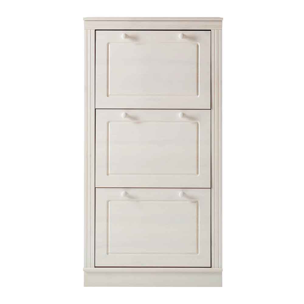Gavrel Wooden Shoe Storage Cabinet with 3 Flap Doors in White