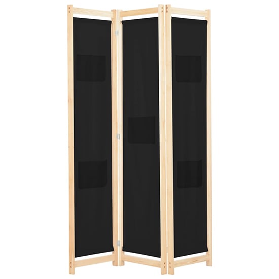 Gavyn Fabric 3 Panels 120cm x 170cm Room Divider In Black_1