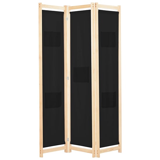 Read more about Gavyn fabric 3 panels 120cm x 170cm room divider in black