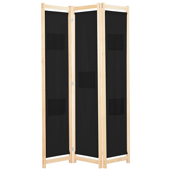 Read more about Gavyn fabric 3 panels 120cm x 170cm room divider in black