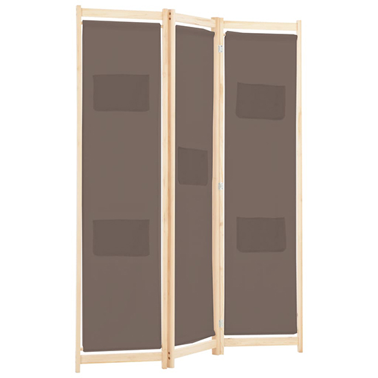 Gavyn Fabric 3 Panels 120cm x 170cm Room Divider In Brown