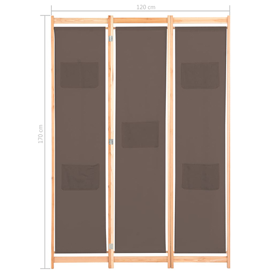 Gavyn Fabric 3 Panels 120cm x 170cm Room Divider In Brown