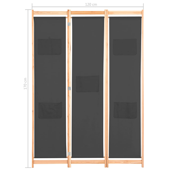 Gavyn Fabric 3 Panels 120cm x 170cm Room Divider In Grey_8