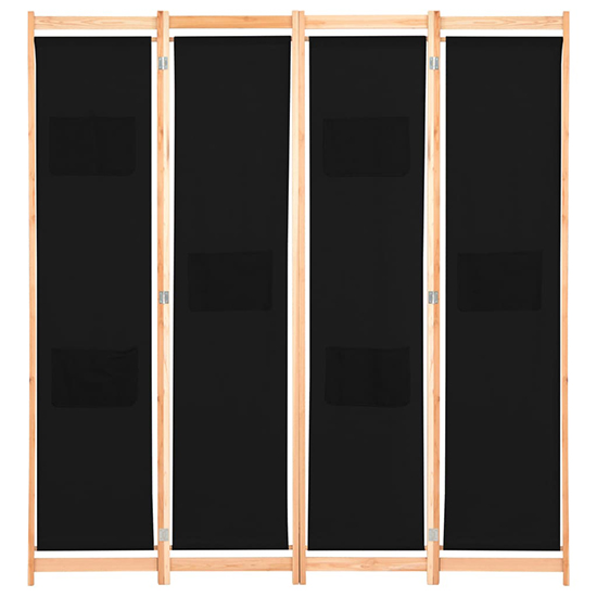Gavyn Fabric 4 Panels 160cm x 170cm Room Divider In Black_2