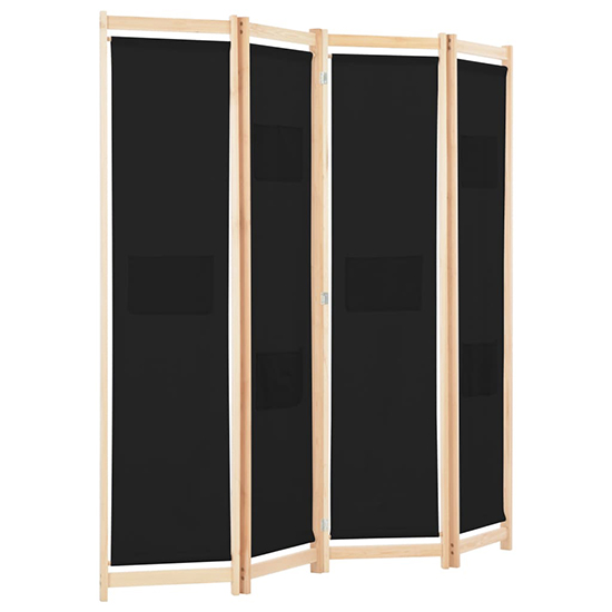Gavyn Fabric 4 Panels 160cm x 170cm Room Divider In Black_3