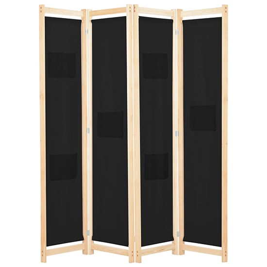 Photo of Gavyn fabric 4 panels 160cm x 170cm room divider in black