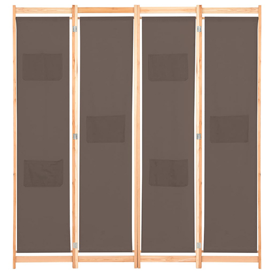 Gavyn Fabric 4 Panels 160cm x 170cm Room Divider In Brown
