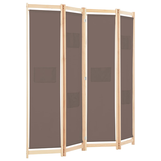 Gavyn Fabric 4 Panels 160cm x 170cm Room Divider In Brown