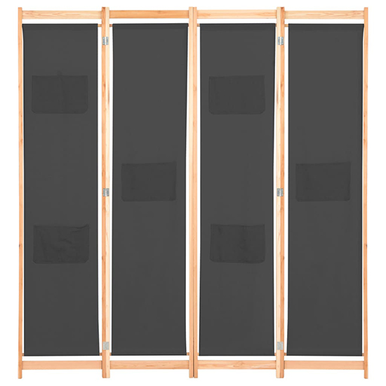 Gavyn Fabric 4 Panels 160cm x 170cm Room Divider In Grey