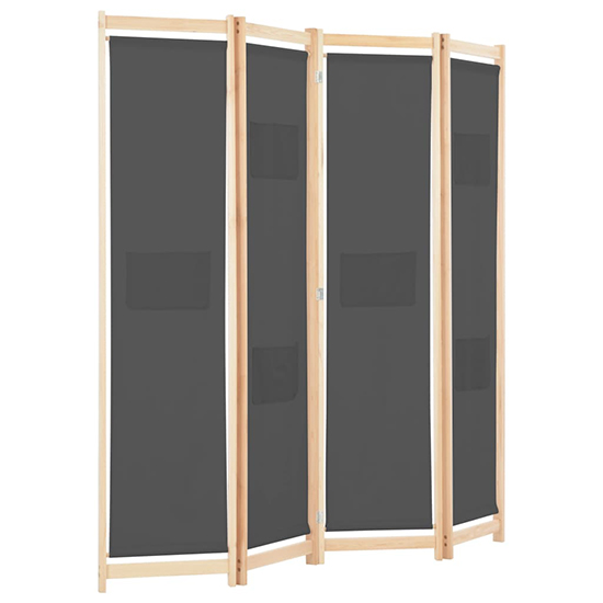 Gavyn Fabric 4 Panels 160cm x 170cm Room Divider In Grey