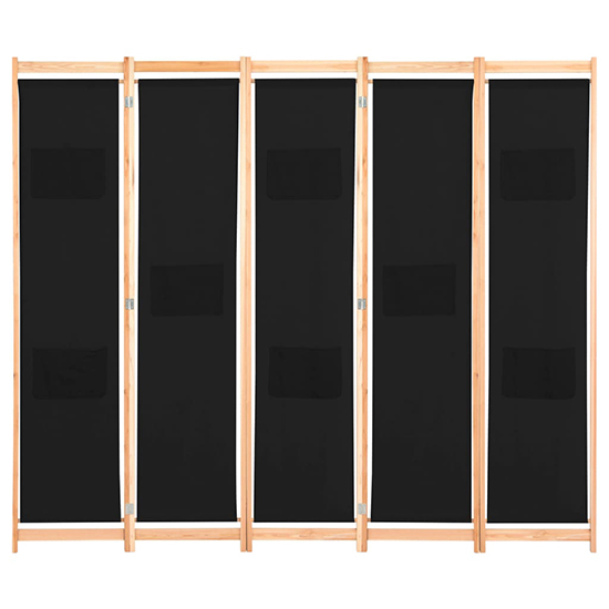 Gavyn Fabric 5 Panels 200cm x 170cm Room Divider In Black_2