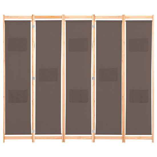 Gavyn Fabric 5 Panels 200cm x 170cm Room Divider In Brown