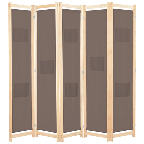 Read more about Gavyn fabric 5 panels 200cm x 170cm room divider in brown