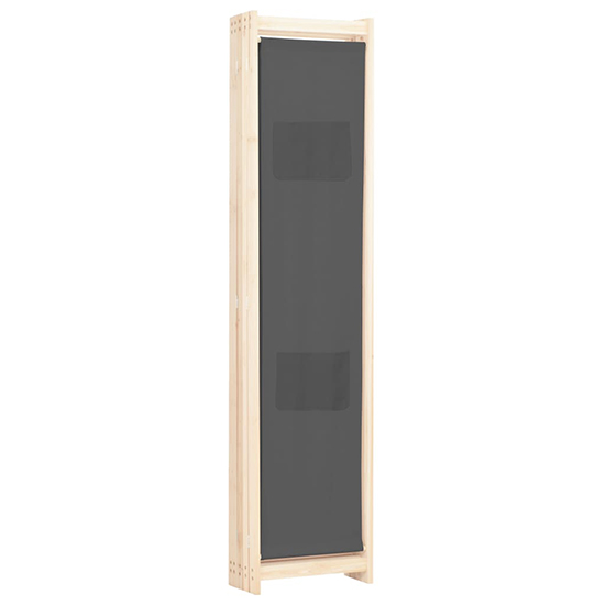 Gavyn Fabric 5 Panels 200cm x 170cm Room Divider In Grey