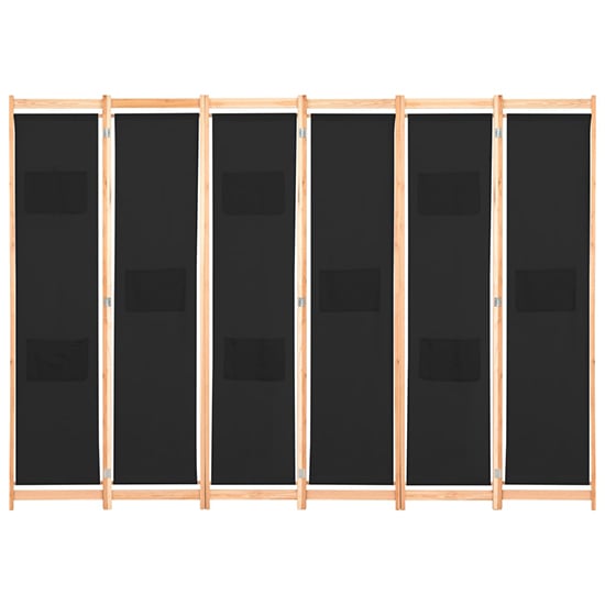 Gavyn Fabric 6 Panels 240cm x 170cm Room Divider In Black_2