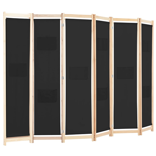 Gavyn Fabric 6 Panels 240cm x 170cm Room Divider In Black_3