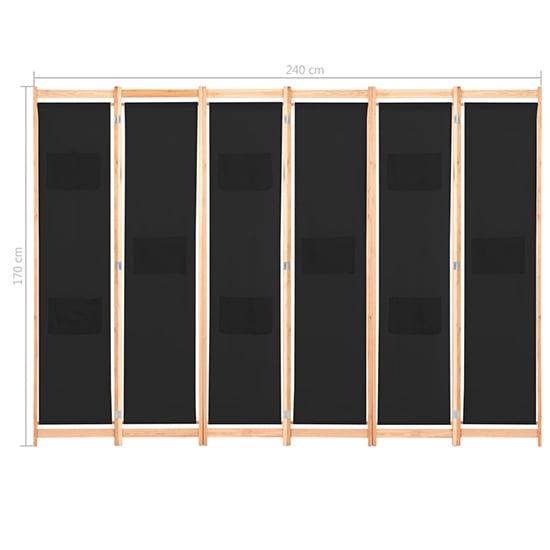 Gavyn Fabric 6 Panels 240cm x 170cm Room Divider In Black_8