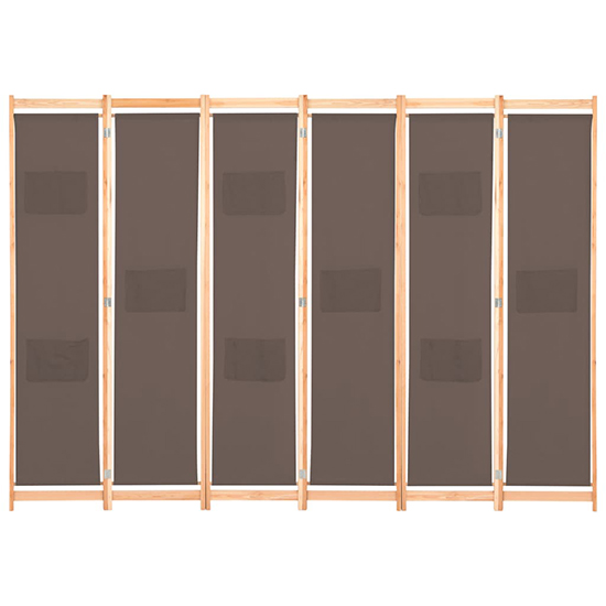 Gavyn Fabric 6 Panels 240cm x 170cm Room Divider In Brown