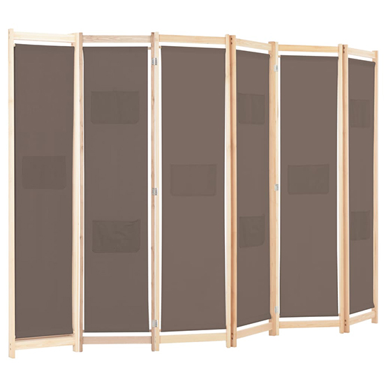 Gavyn Fabric 6 Panels 240cm x 170cm Room Divider In Brown