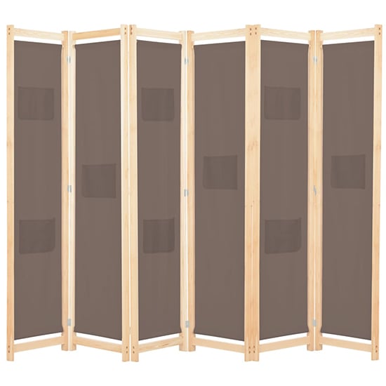 Read more about Gavyn fabric 6 panels 240cm x 170cm room divider in brown