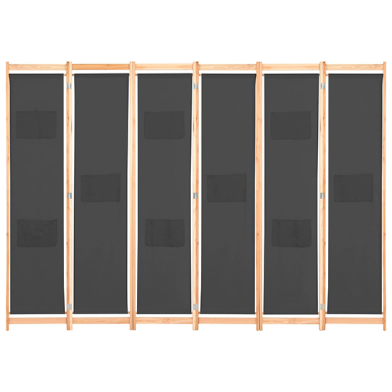 Gavyn Fabric 6 Panels 240cm x 170cm Room Divider In Grey