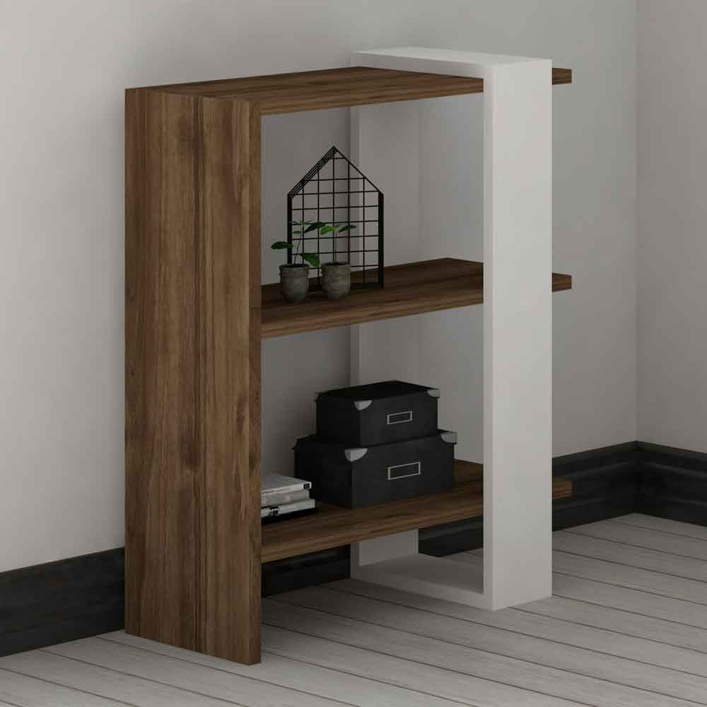 Gaye Wooden Living Room Furniture Set in Walnut and White