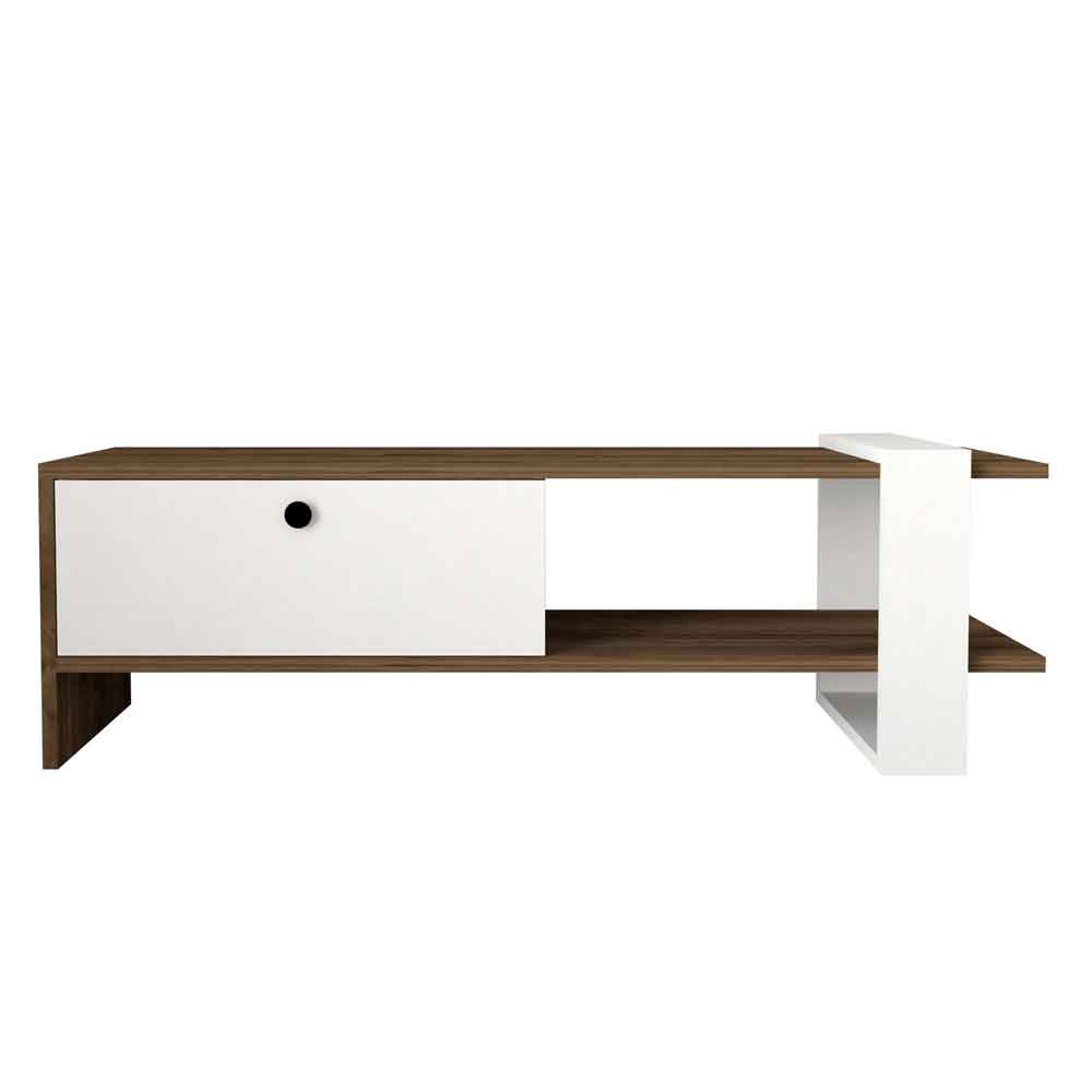 Gaye Wooden Living Room Furniture Set in Walnut and White