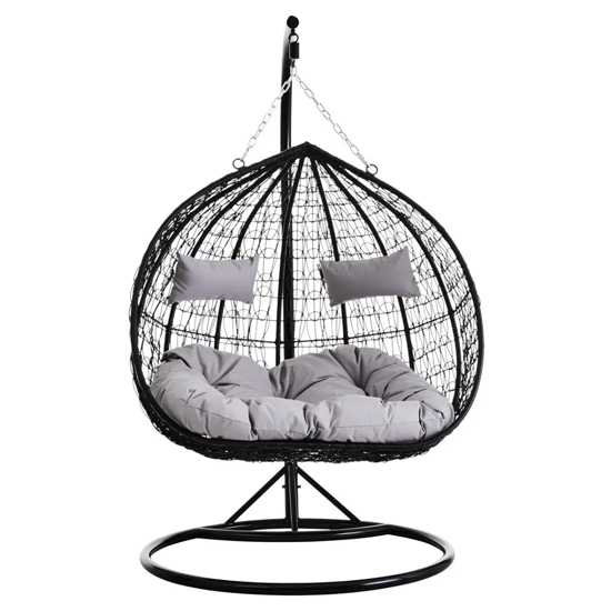 Gazit Outdoor Double Hanging Chair With Round Base In Black