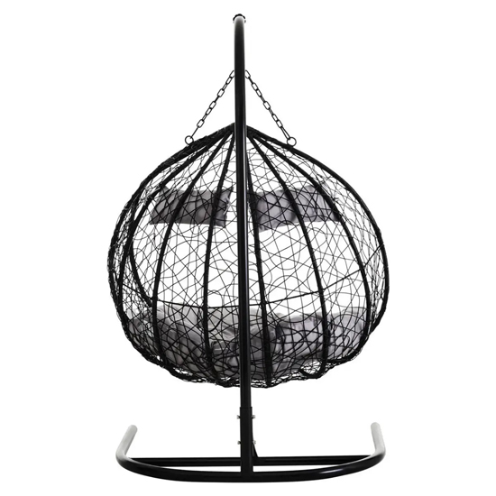 Gazit Outdoor Double Hanging Chair With U Shaped Base In Black