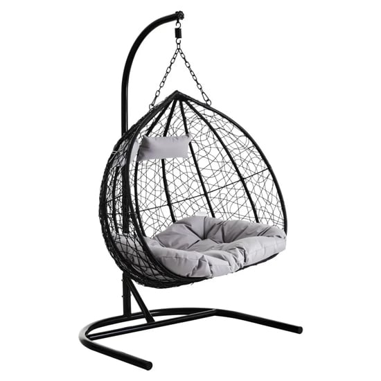 Product photograph of Gazit Outdoor Double Hanging Chair With U Shaped Base In Black from Furniture in Fashion